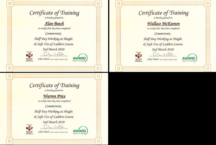 Working at Height Certificates